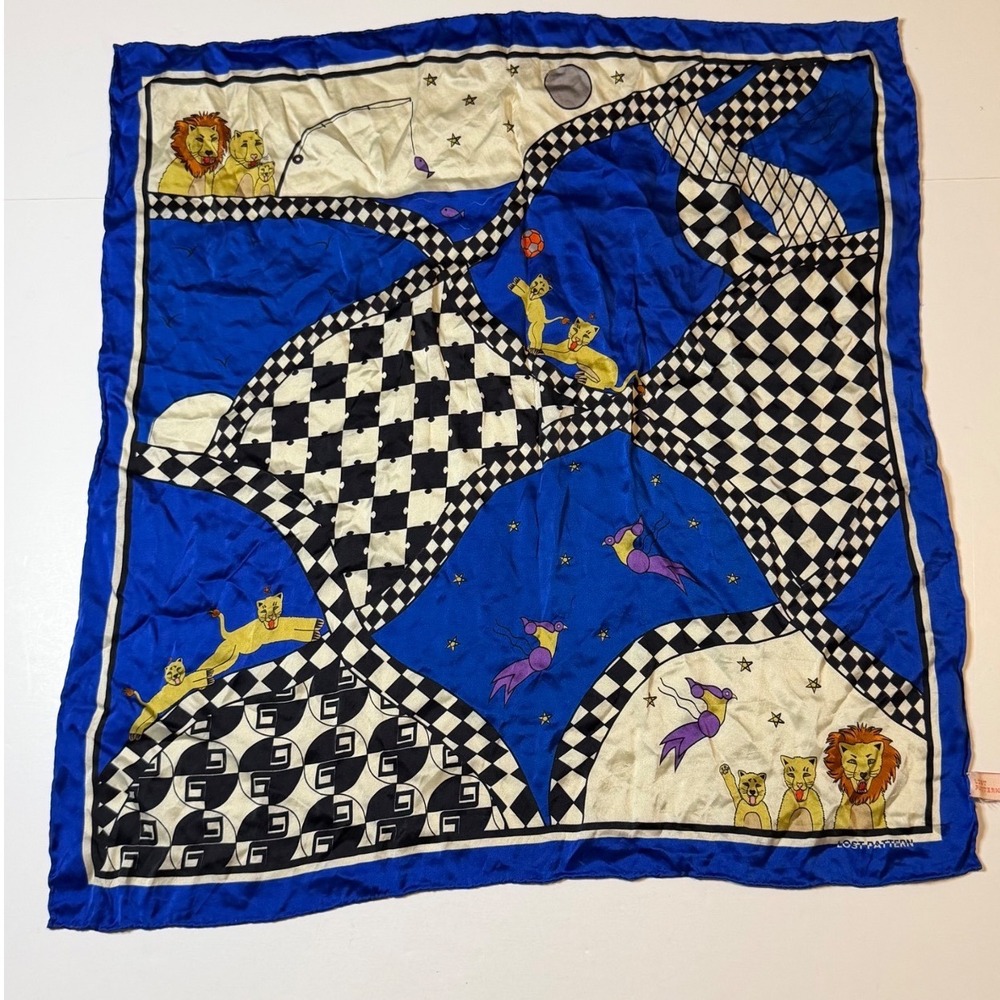 Lost Pattern Journey Silk Scarf by Shantell Lacayo Checkered Print Square